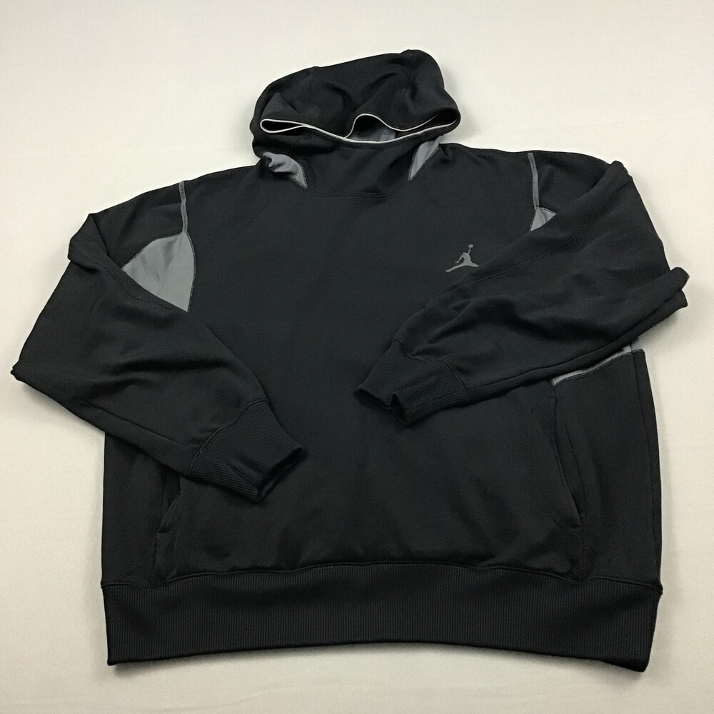 Jordan Hoodie Men XL Black Solid Jumpman Essentials Fleece Pullover Sweatshirt